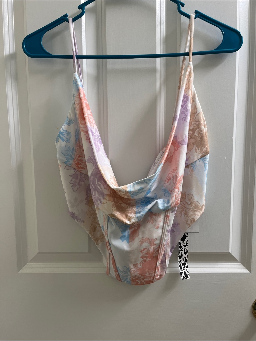 Pastel Floral Corset Cowl Bikini Top